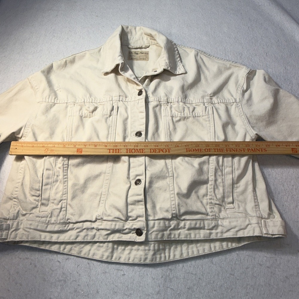 Free People-We The Free Off White Opal  Swing Denim Jacket Size Small Ecru Y2K - Picture 7 of 16